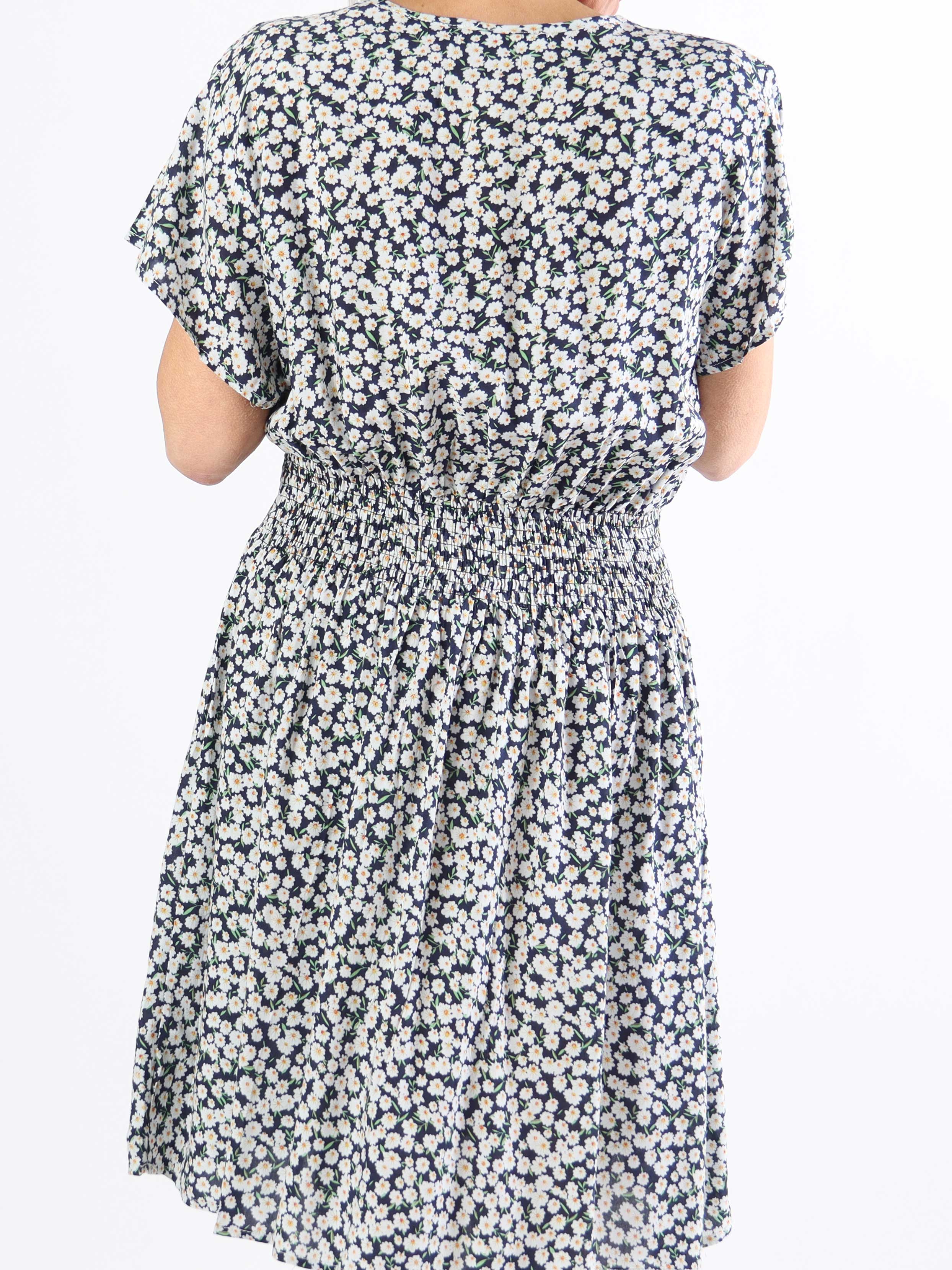 Clementine - Småblommig plus size-klänning med resår i midjan